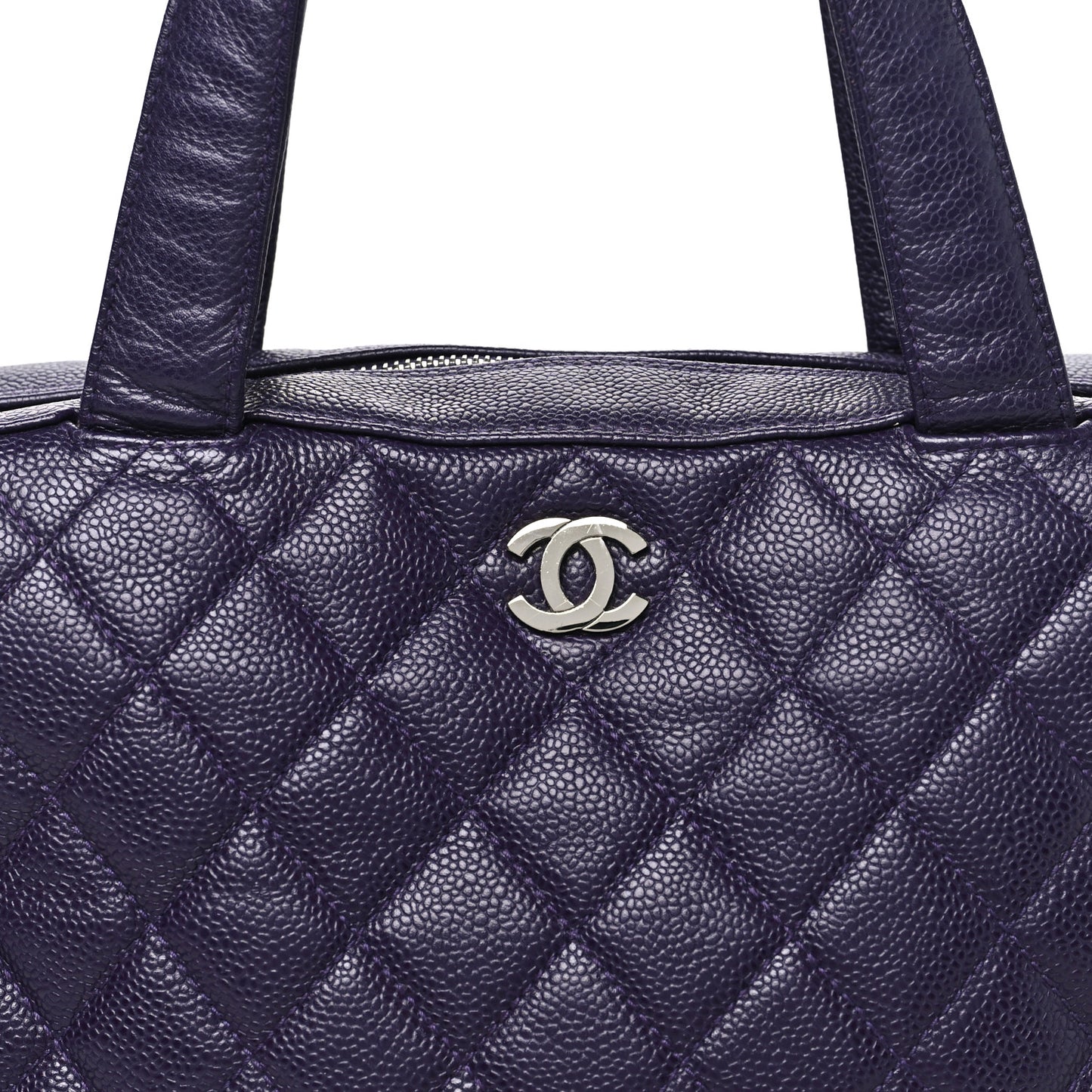 Caviar Quilted Bowler Dark Purple