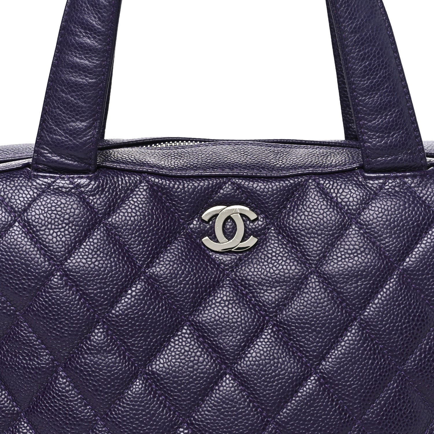 Chanel Caviar Quilted Bowler Dark Purple 8 of 11