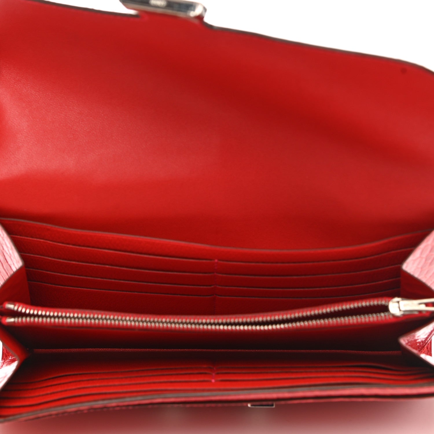 Hermes Shiny Alligator Constance Long Wallet Geranium 5 of 6