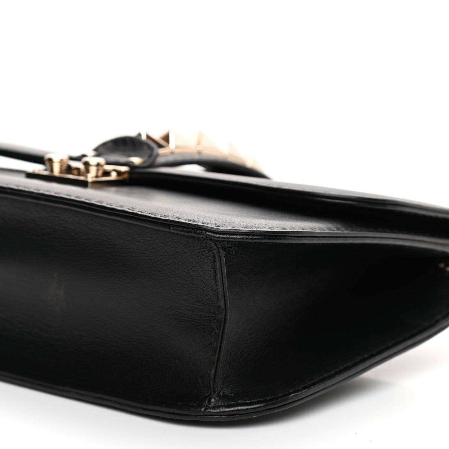 Vitello Medium Glam Lock Rockstud Flap Black