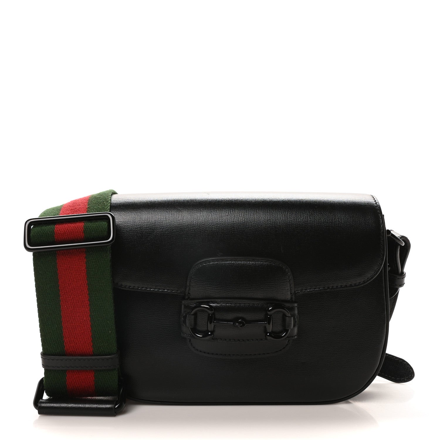 Gucci Azalea Calfskin Web Monochrome Small Horsebit 1955 Shoulder Bag Black 1 of 11