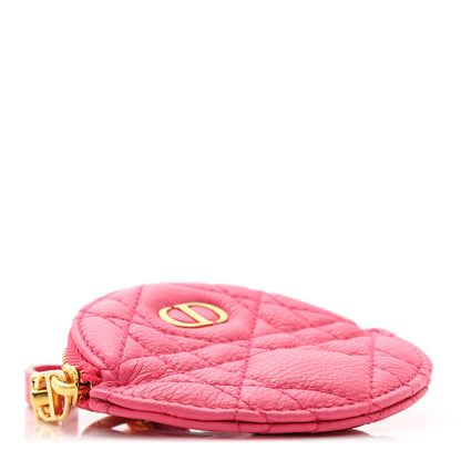 Christian Dior Supple Calfskin Cannage Round Detachable Caro Coin Purse Warm Fuchsia 4 of 7