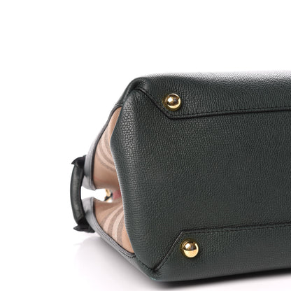 Burberry Derby Calfskin House Check Medium Banner Tote Black Dark Bottle Green 5 of 14