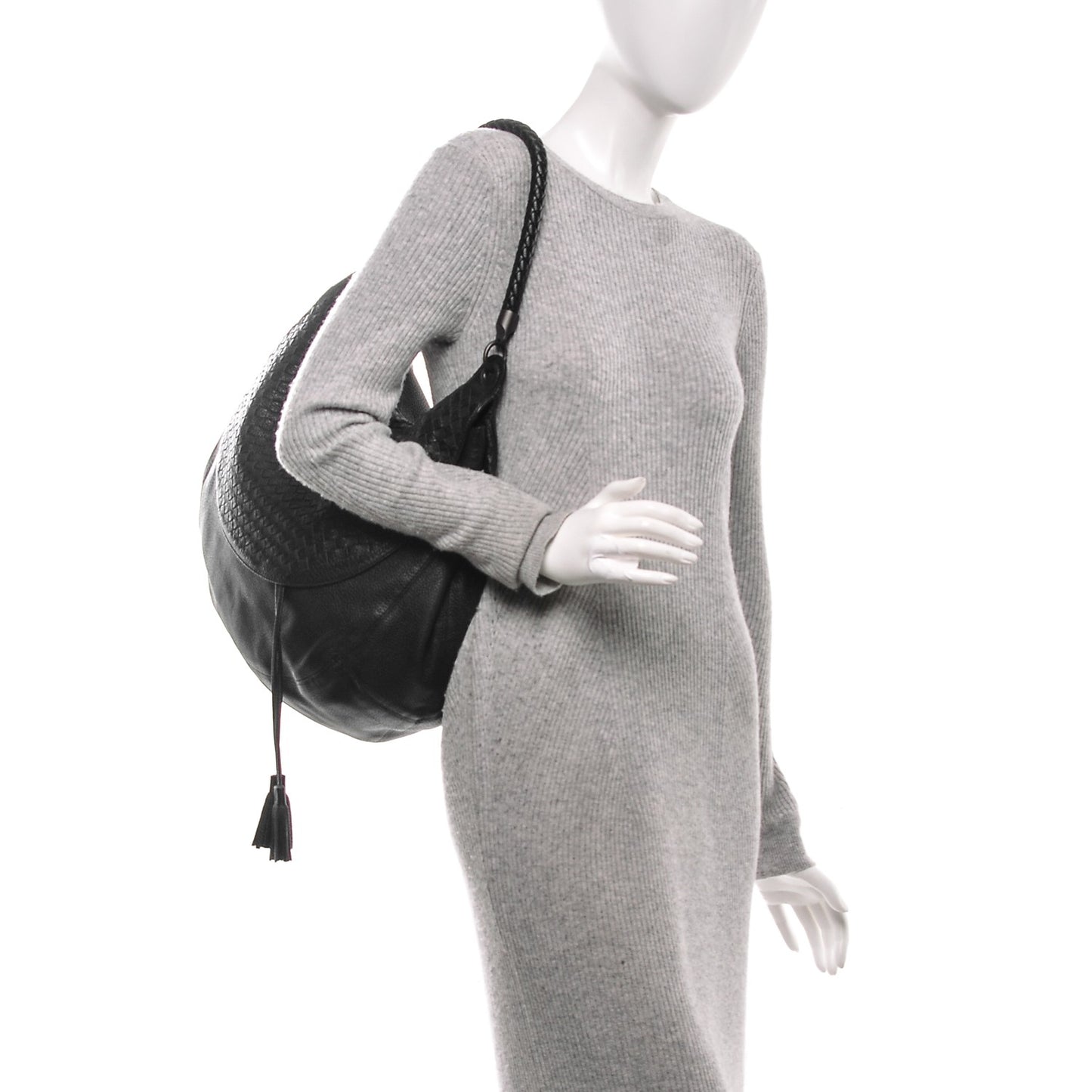 Cervo Intrecciato Flap Hobo Nero Black
