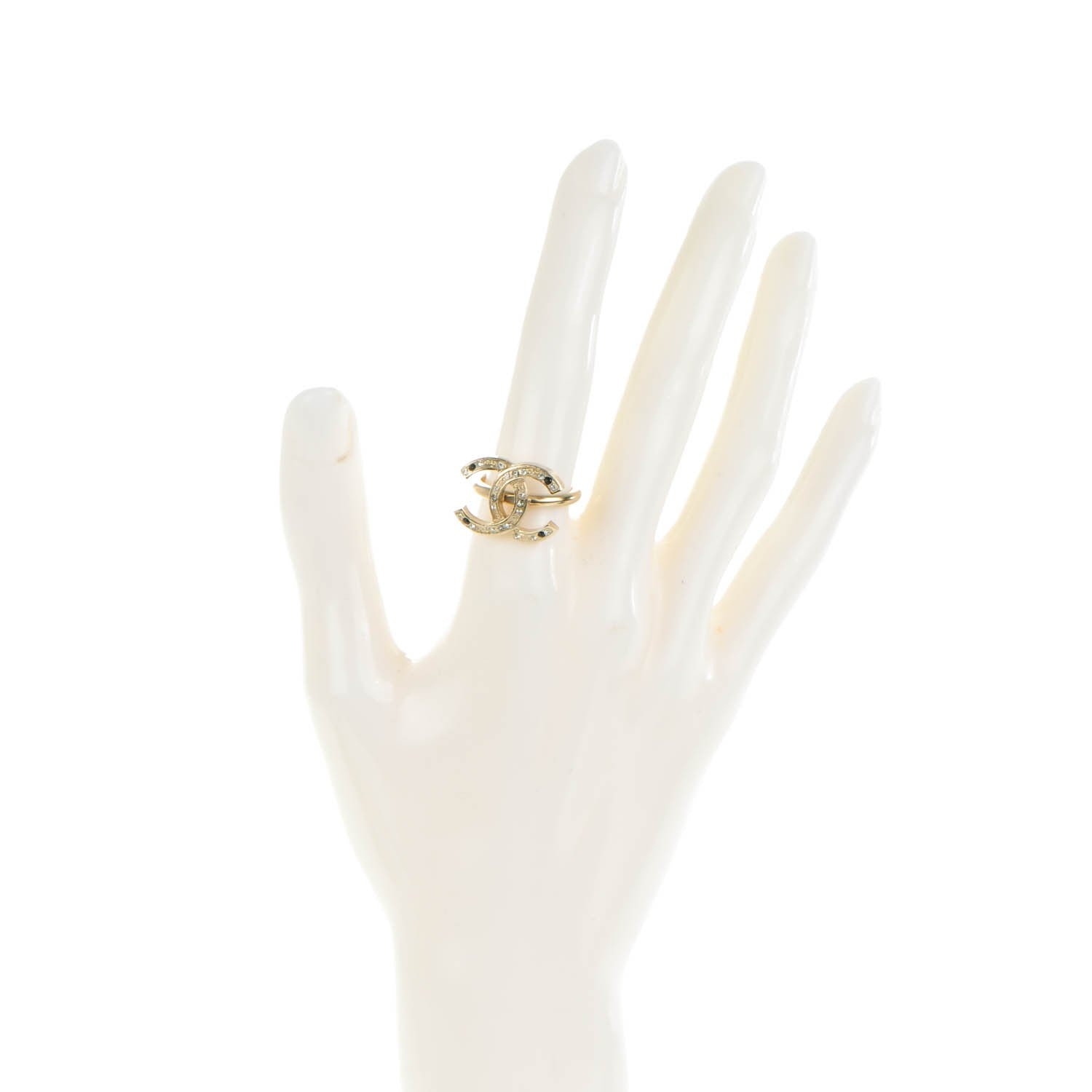 Chanel Crystal CC Ring 6 Gold 2 of 5