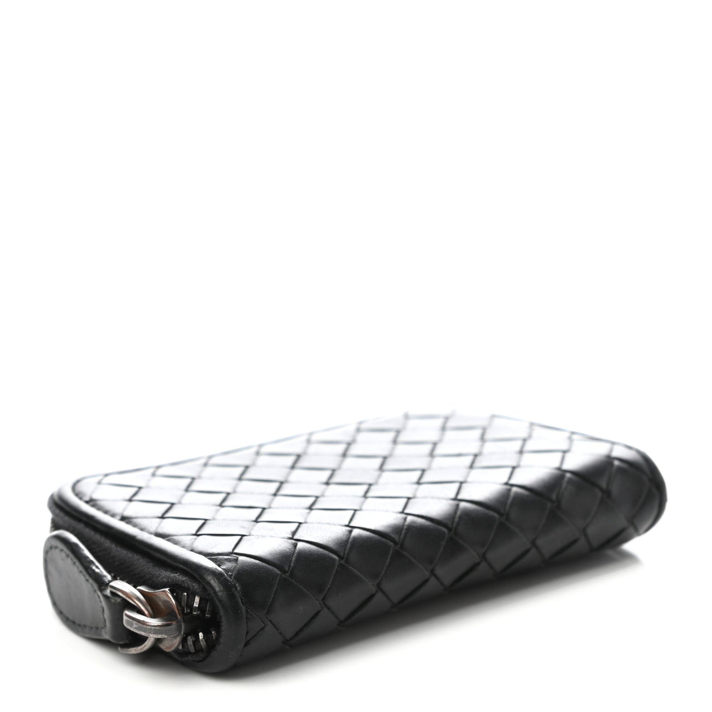 Nappa Intrecciato Zip Around Coin Purse Black