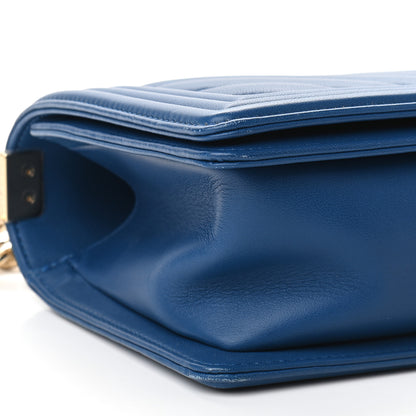 Chanel Calfskin Chevron Quilted Medium Boy Flap Bright Blue 7 of 8