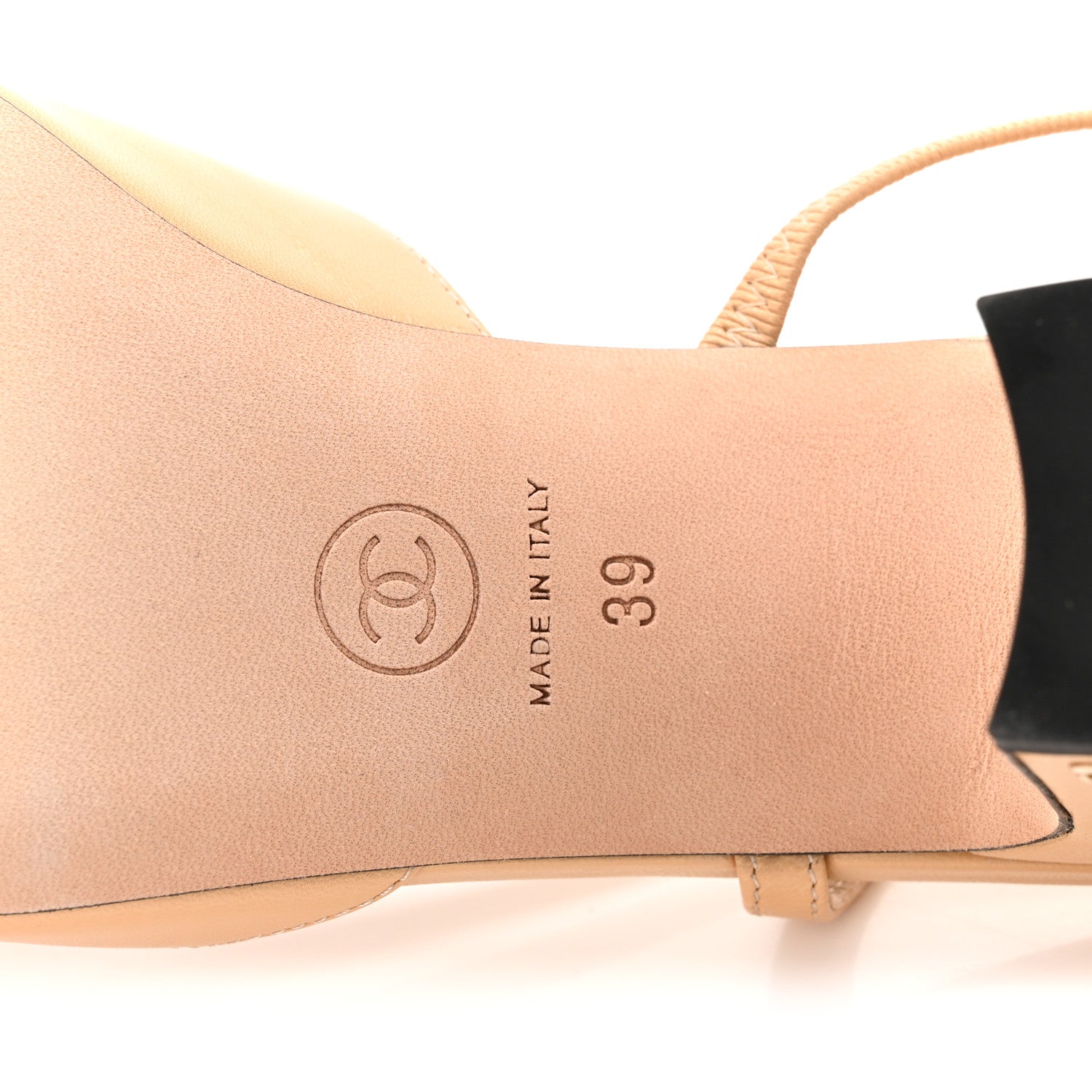 Chanel Goatskin Grosgrain Cap Toe CC Slingback Pumps 39 Beige Black 7 of 10
