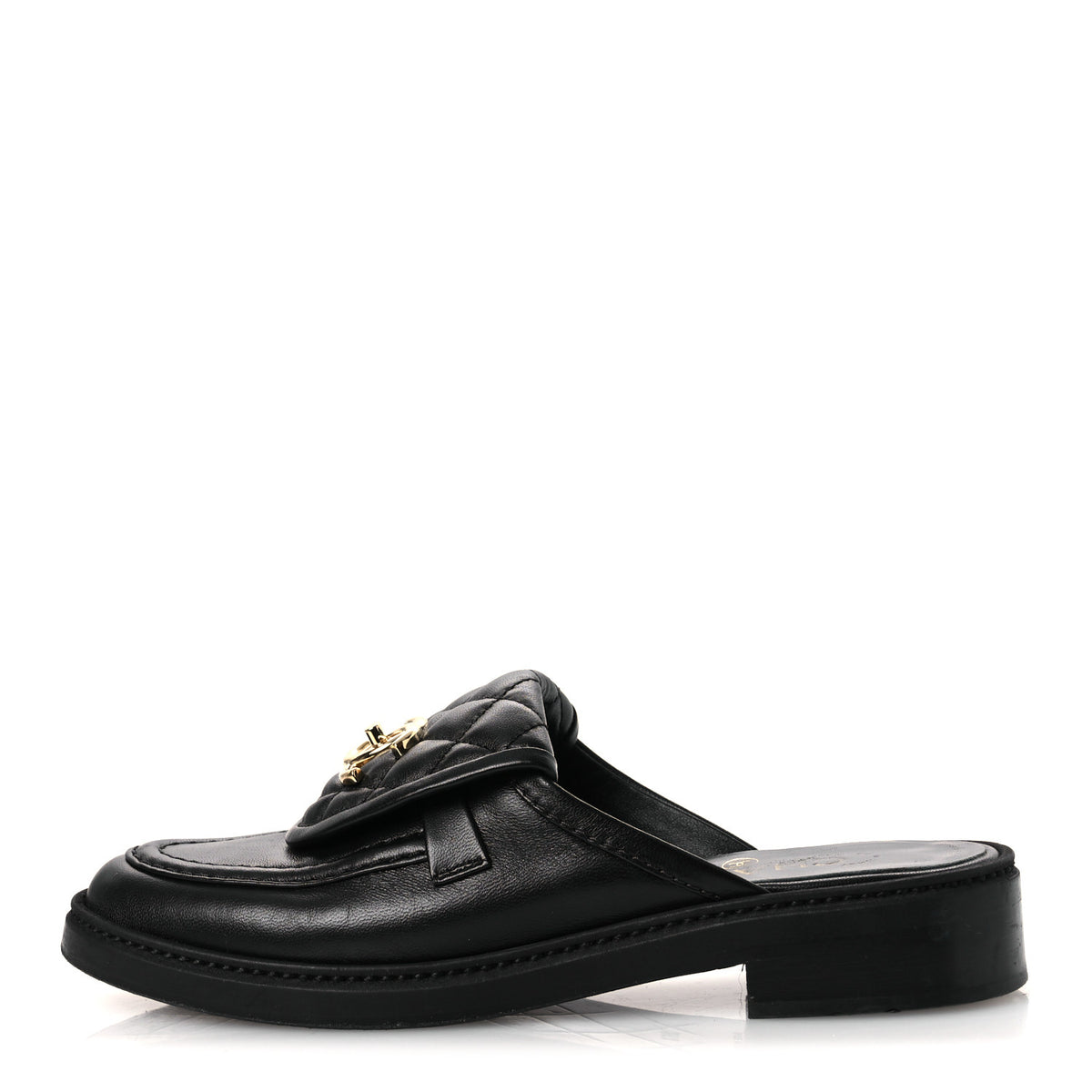 Lambskin Quilted CC Turnlock Mules 36.5 Black