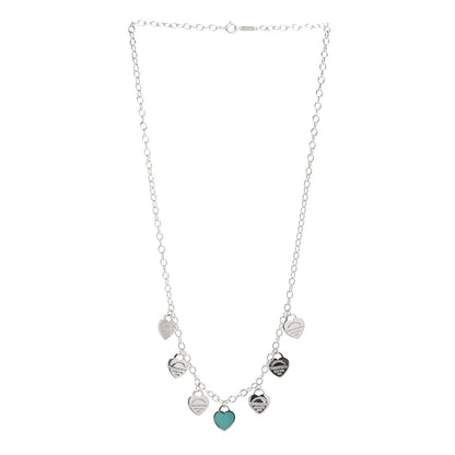 Tiffany Sterling Silver Enamel Return to Tiffany Multi Heart Charm Necklace Blue 3 of 4