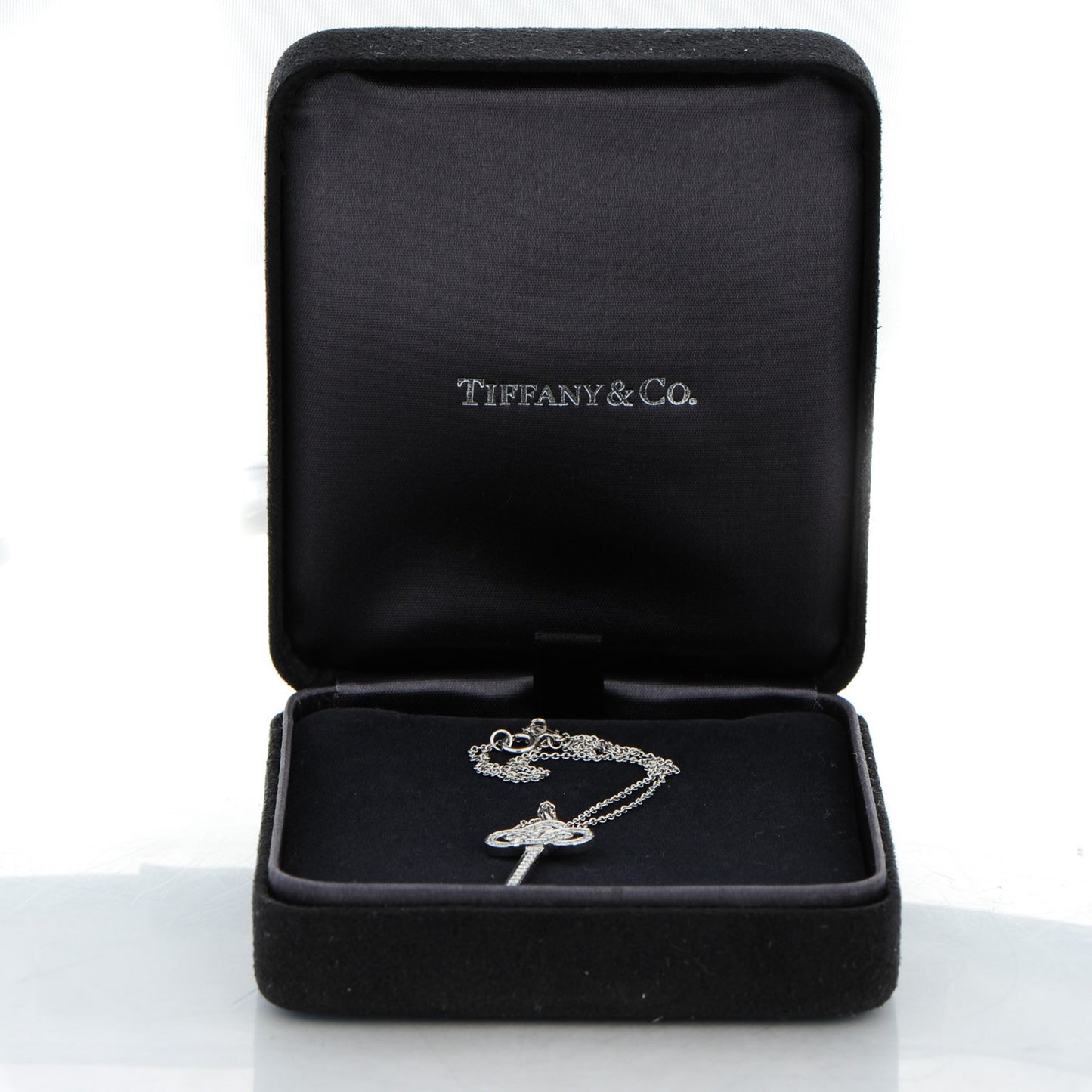 Platinum Diamond .90ct Fleur De Lis Key Pendant Necklace