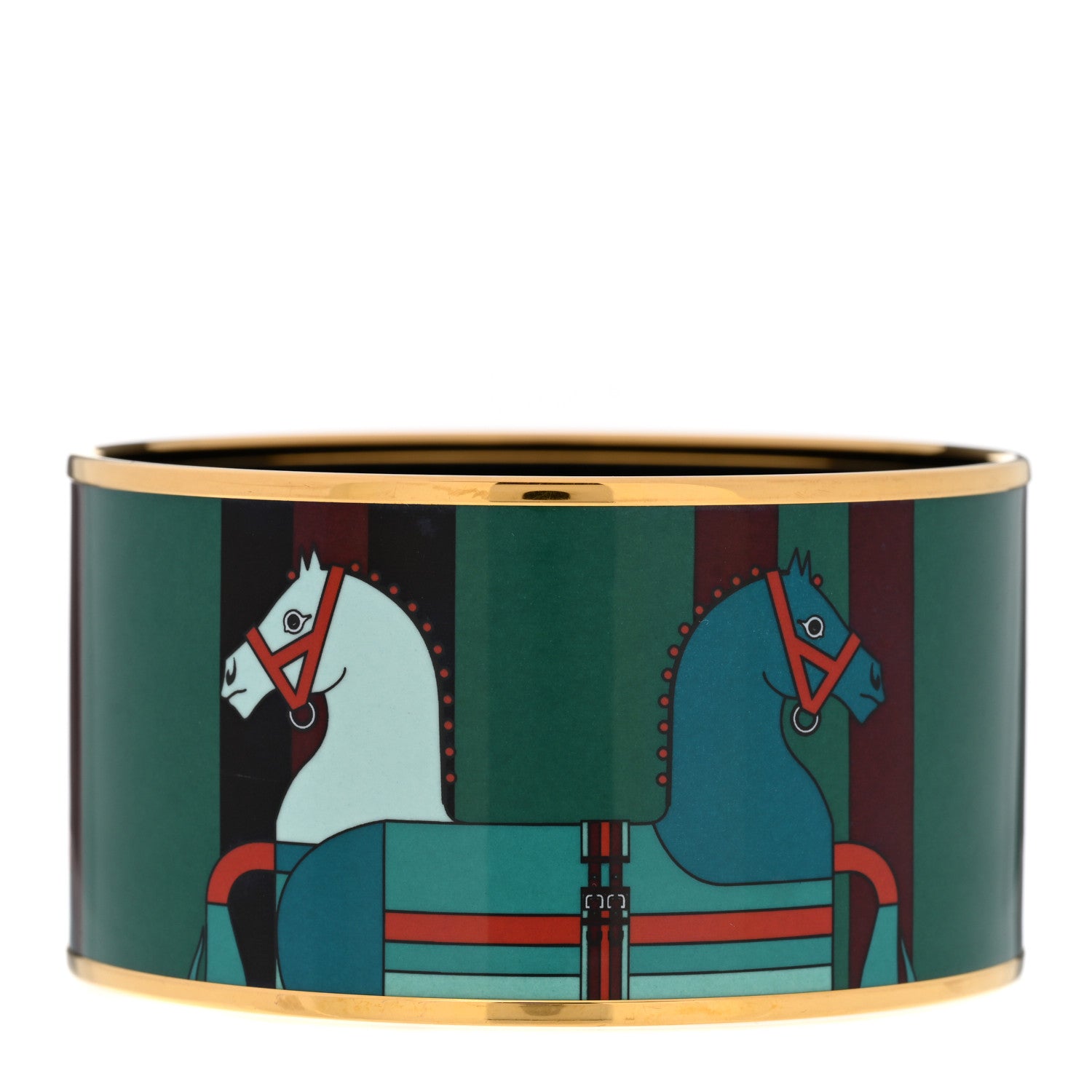 Hermes Enamel Printed Nouveau Rocabar Extra Wide Bracelet 70 Veneneux 1 of 4