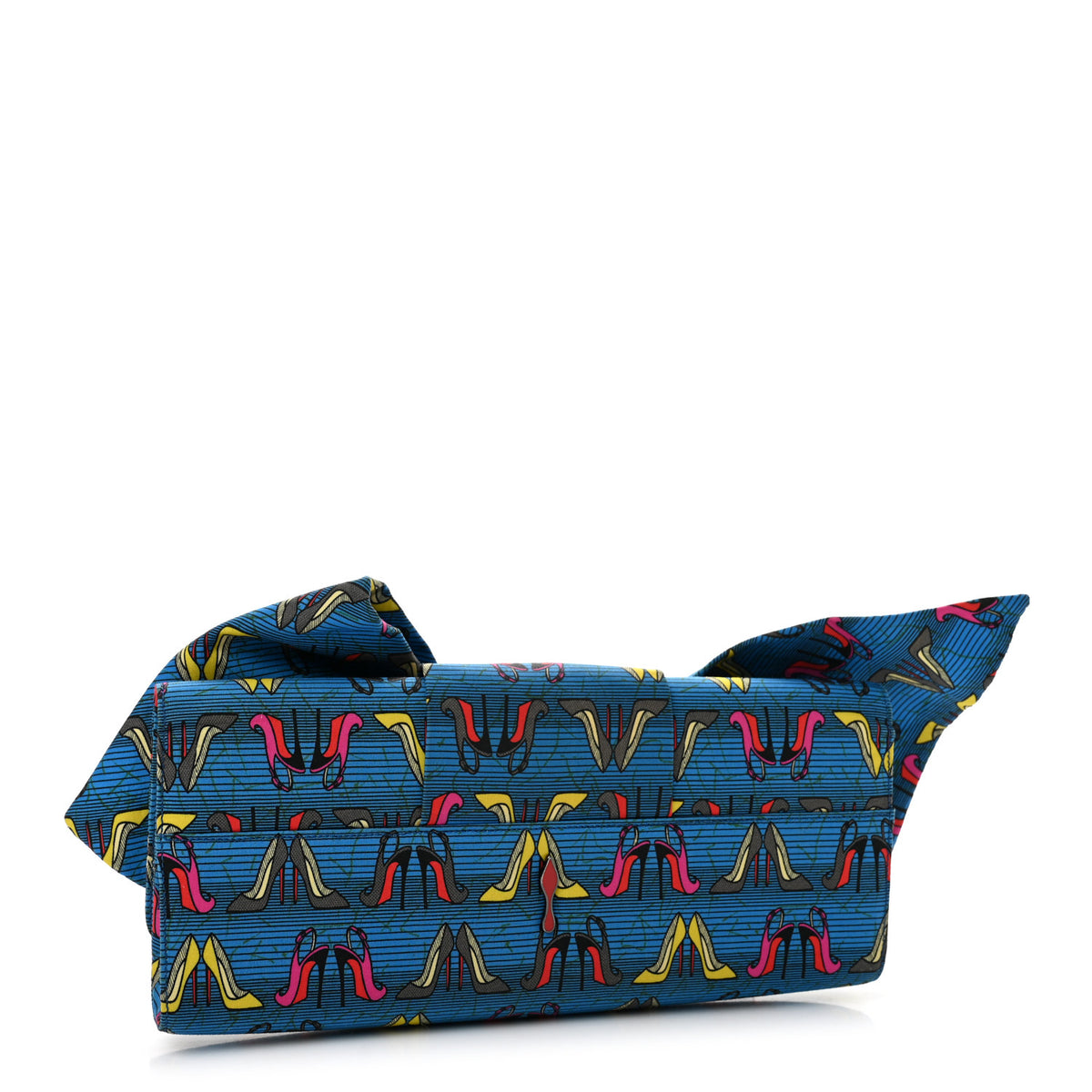Cotton Canvas Afri Loubi Print Loubibow Clutch Blue