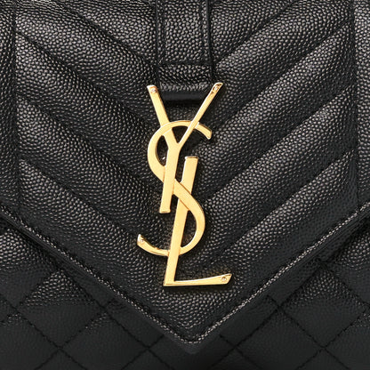 Saint Laurent Grain De Poudre Textured Mixed Matelasse Triquilt Small Monogram Satchel Black 9 of 11