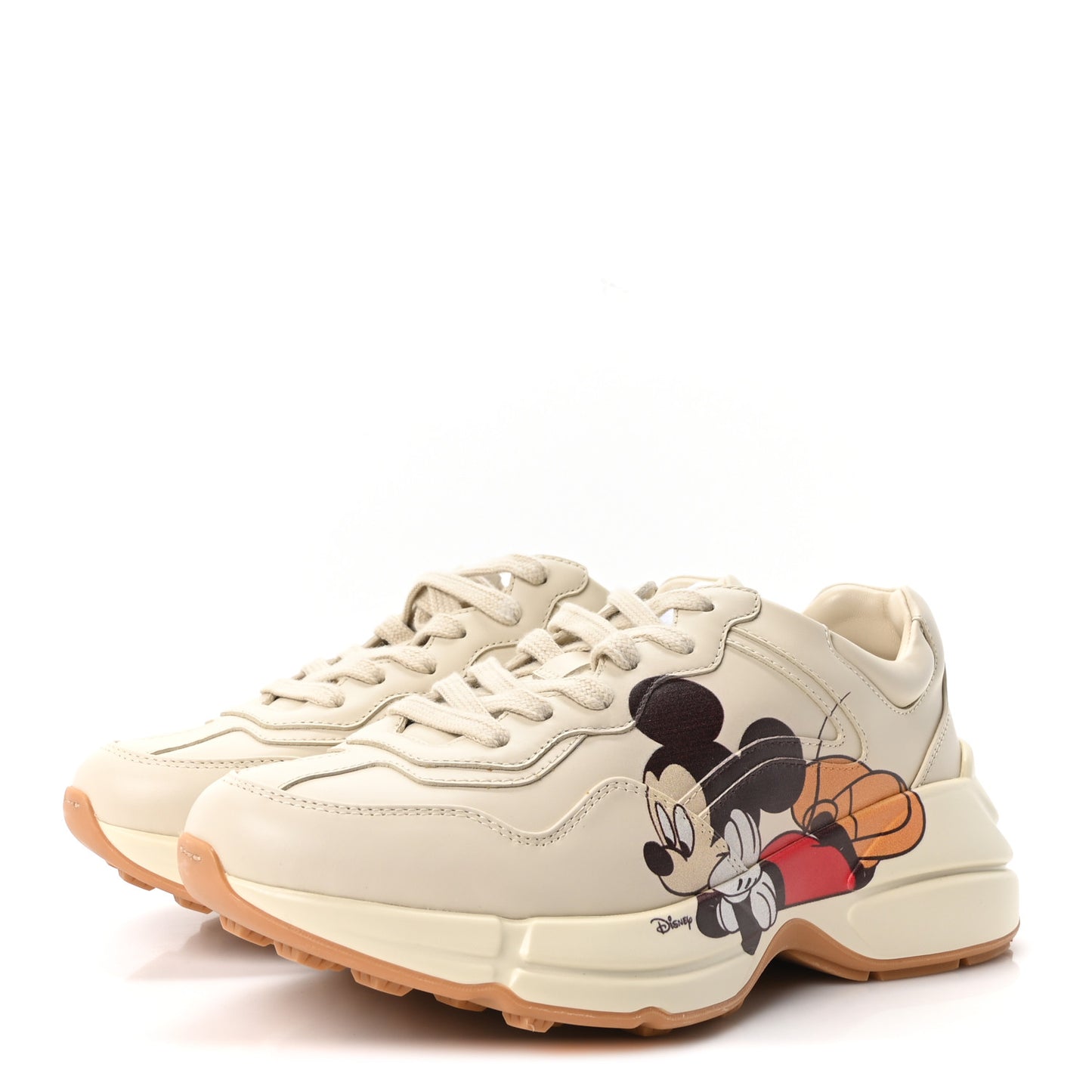 X DISNEY Calfskin Mickey Mouse Womens Rhyton Sneakers 40 Ivory