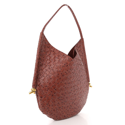Bottega Veneta Nappa Ostrich Embossed Intrecciato Medium Solstice Hobo Burnt Orange Muse Brown 4 of 11