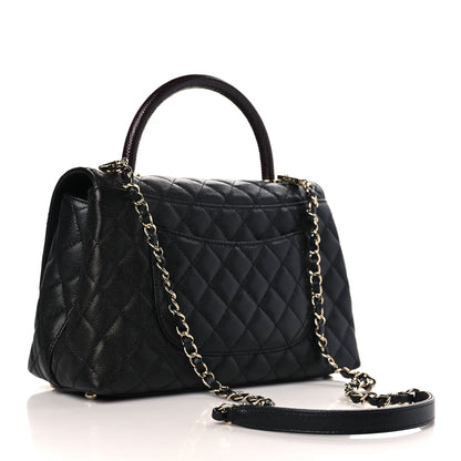 Chanel Caviar Lizard Embossed Quilted Small Coco Handle Flap Black 3 of 10