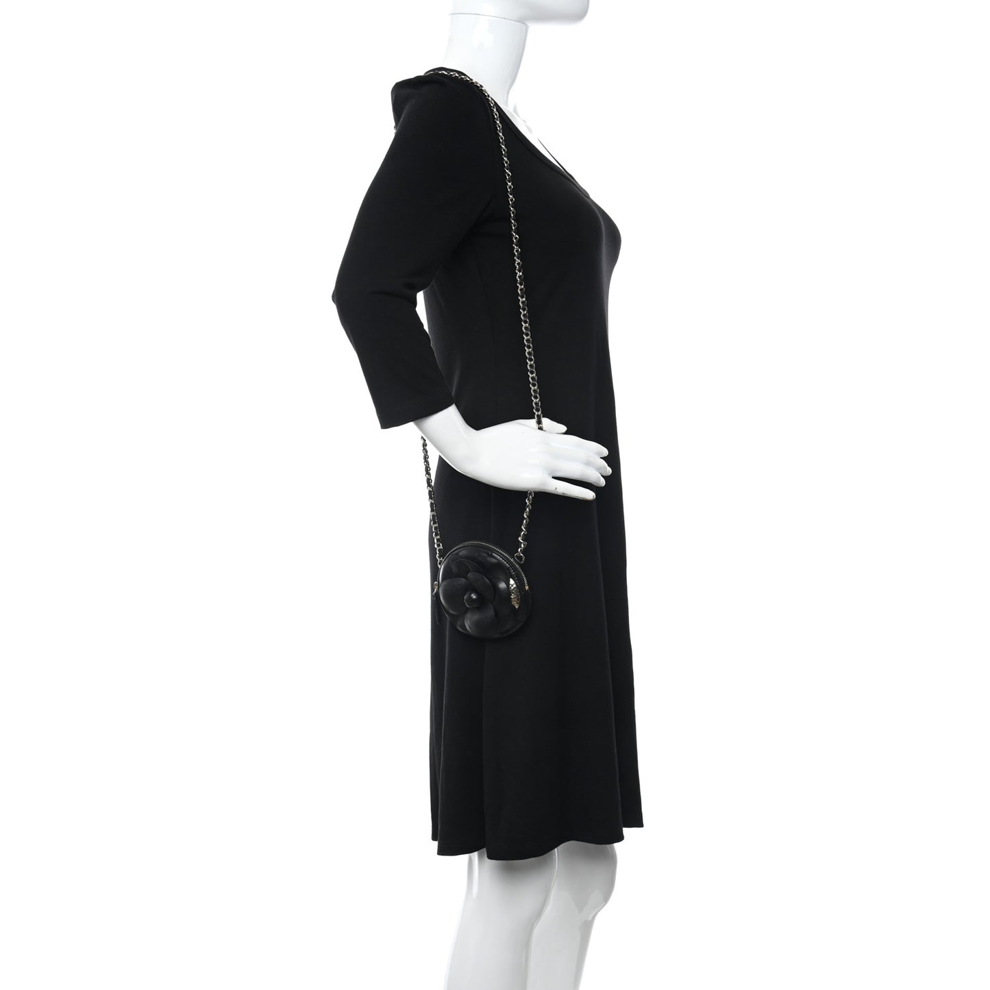 Lambskin Mini Camellia Bouquet Clutch With Chain Black