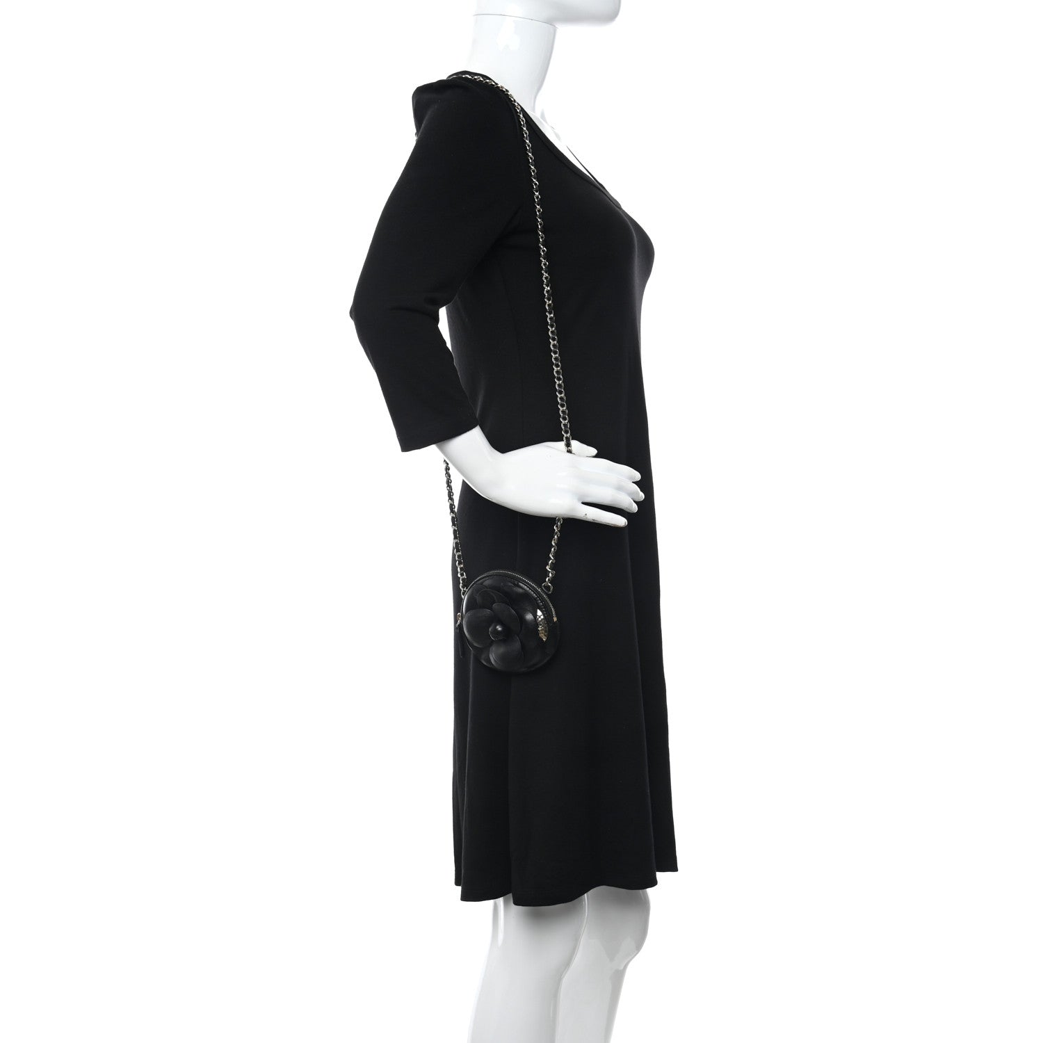 Chanel Lambskin Mini Camellia Bouquet Clutch With Chain Black 2 of 12