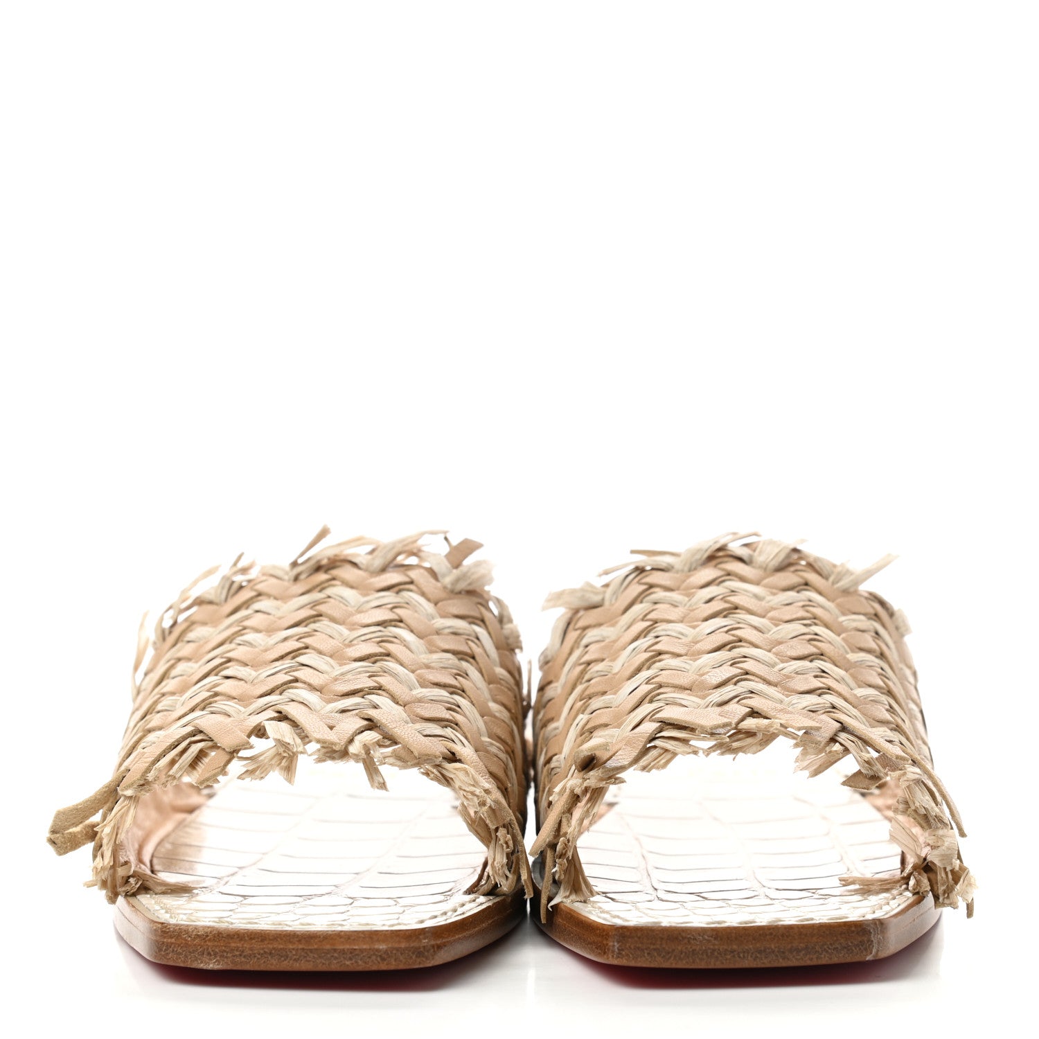 Christian Louboutin Raffia Soudana Sandal Flats 36.5 Beige 2 of 10