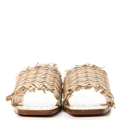 Christian Louboutin Raffia Soudana Sandal Flats 36.5 Beige 2 of 10