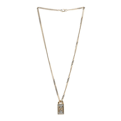 Chanel Crystal Dog Tag Charm Necklace Gold 3 of 6