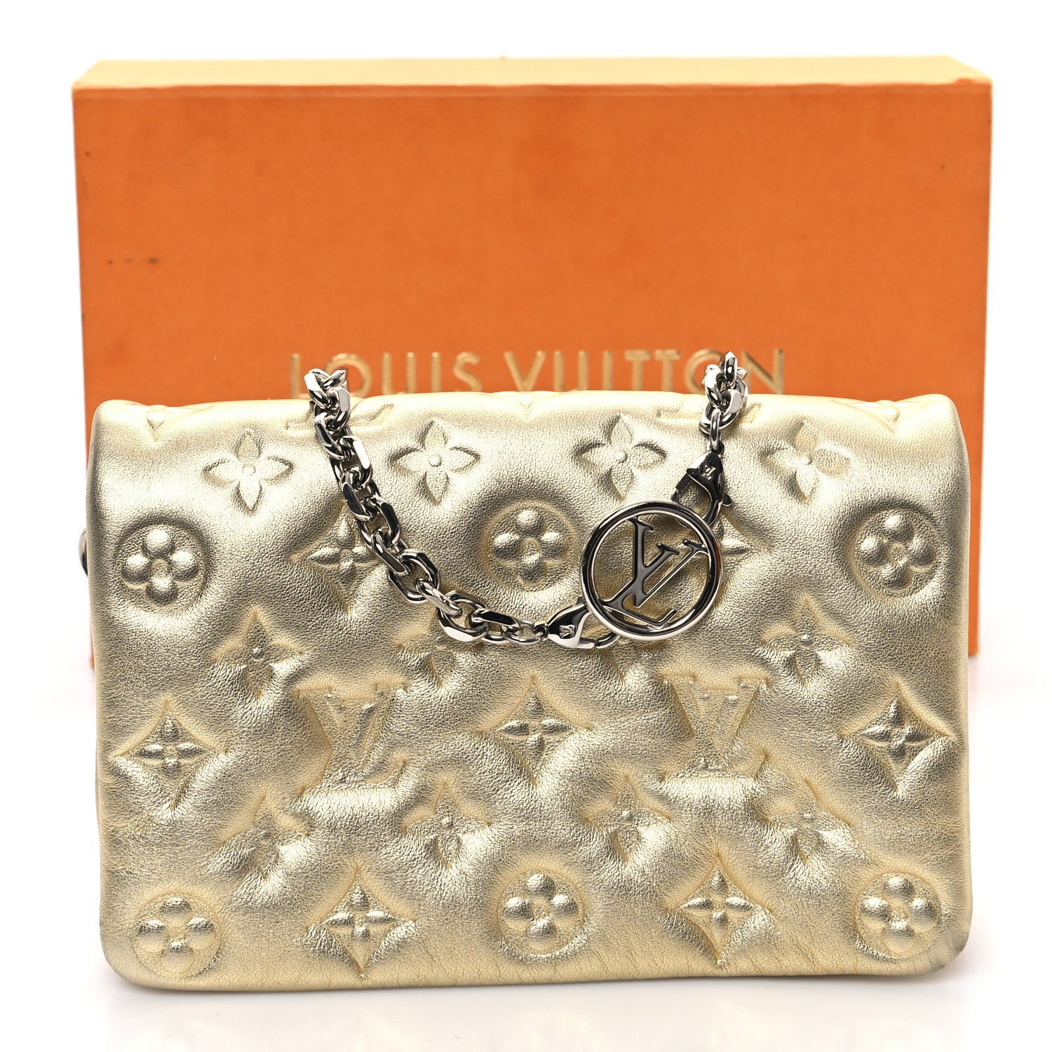 Louis Vuitton Metallic Lambskin Embossed Monogram Pochette Coussin Gold 12 of 12