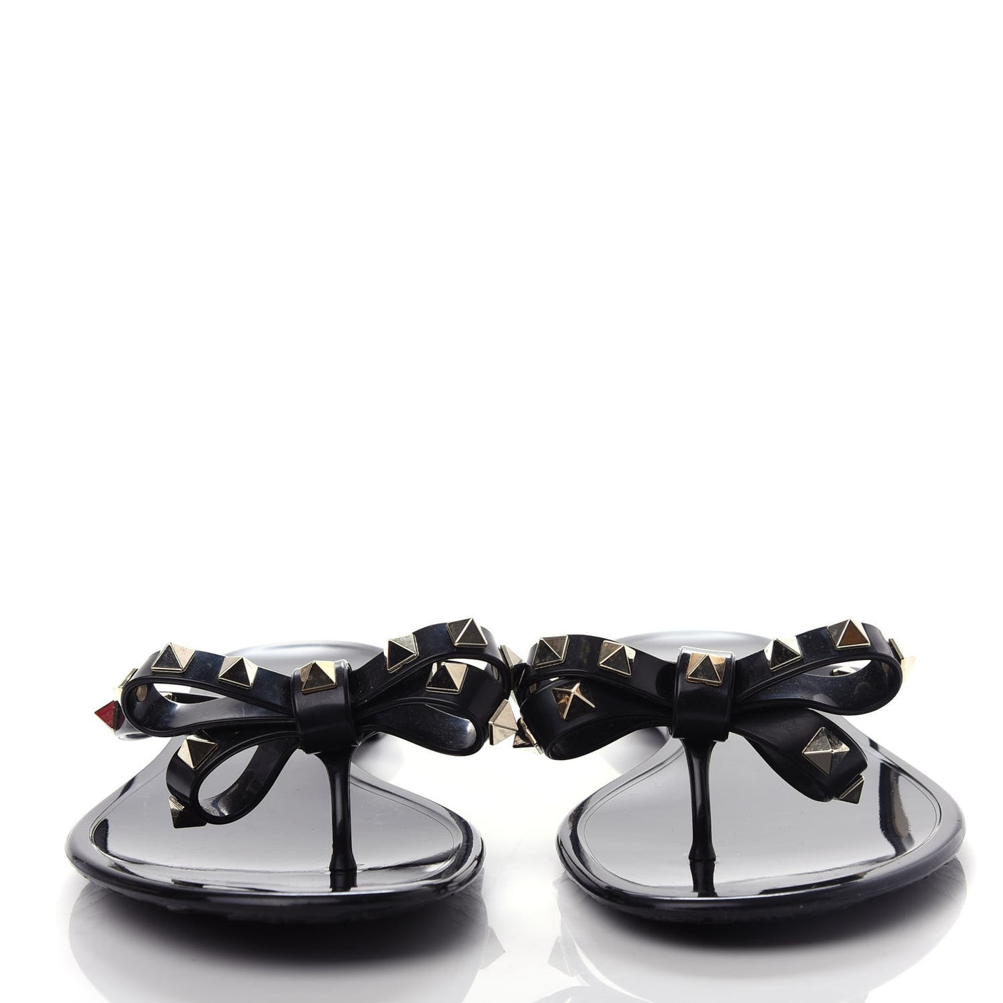 PVC Jelly Rockstud Bow Thong Sandals 39 Black