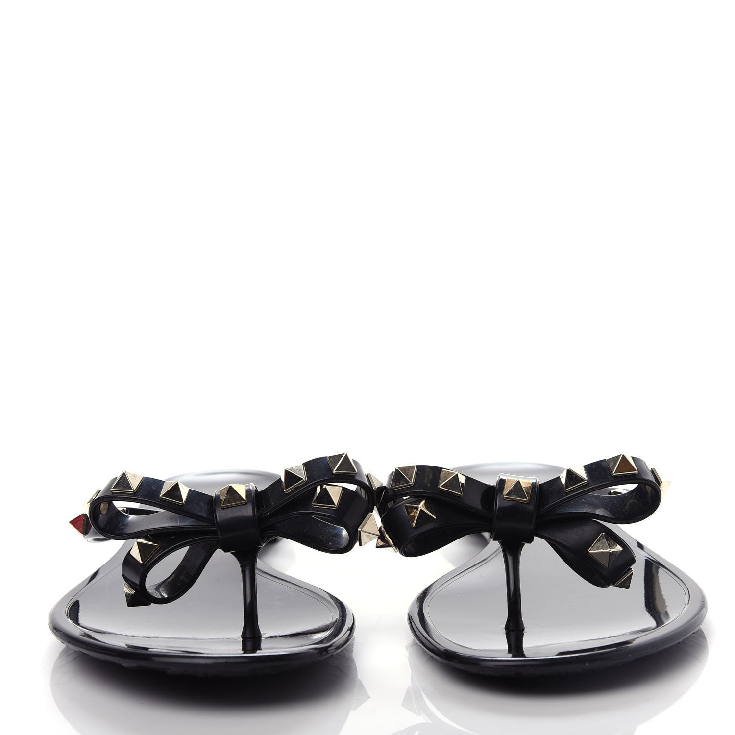 Valentino Garavani PVC Jelly Rockstud Bow Thong Sandals 39 Black 5 of 10