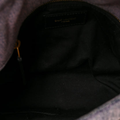 Saint Laurent Denim Quilted Small Loulou Puffer Monogram Chain Satchel Bleached Lilac 5 of 8