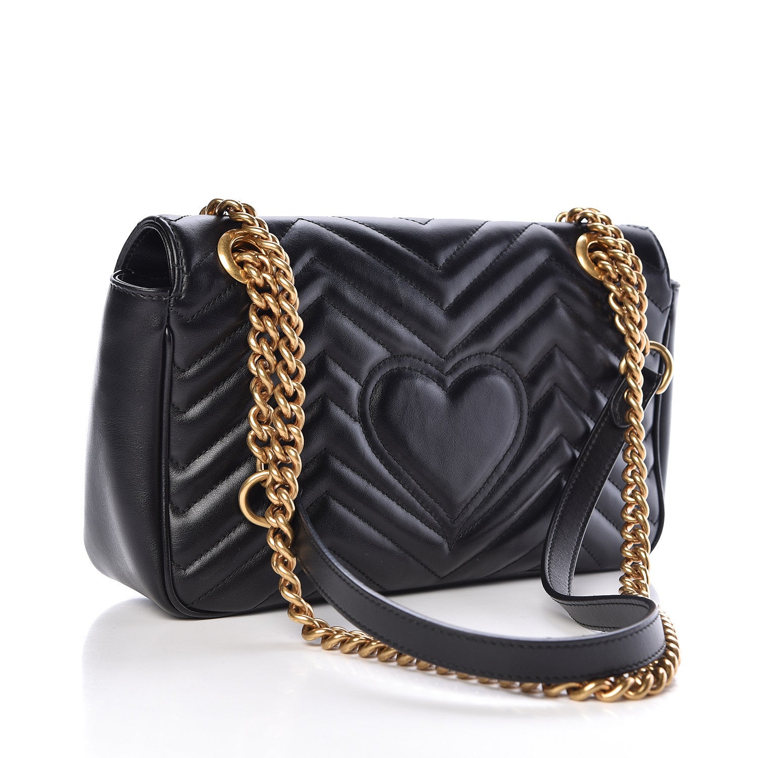Gucci Calfskin Matelasse Small GG Marmont Shoulder Bag Black 3 of 10