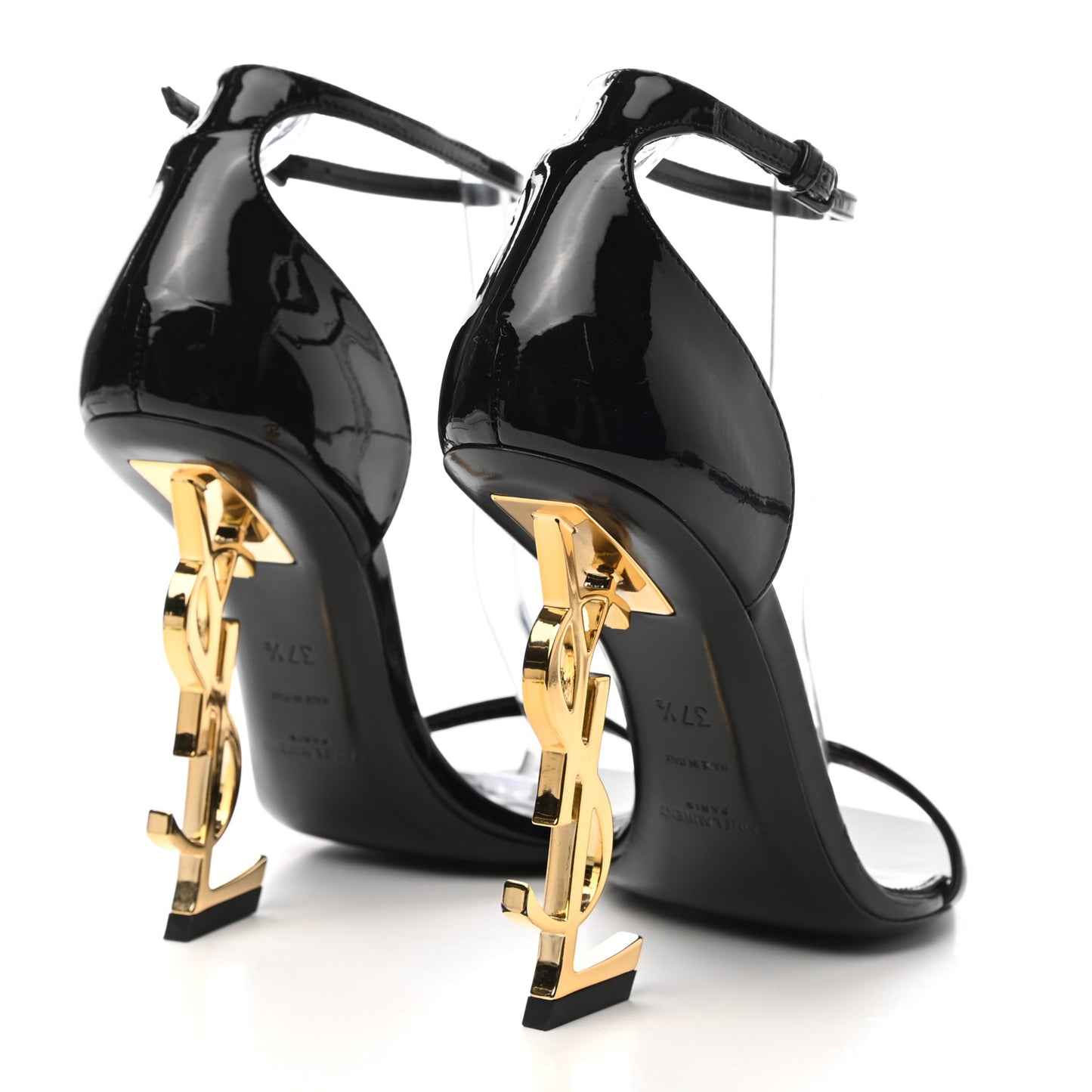 Patent Calfskin Opyum 110 Sandals 37.5 Black Gold