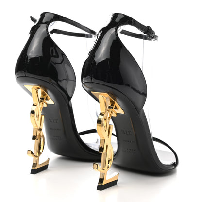 Saint Laurent Patent Calfskin Opyum 110 Sandals 37.5 Black Gold 4 of 7