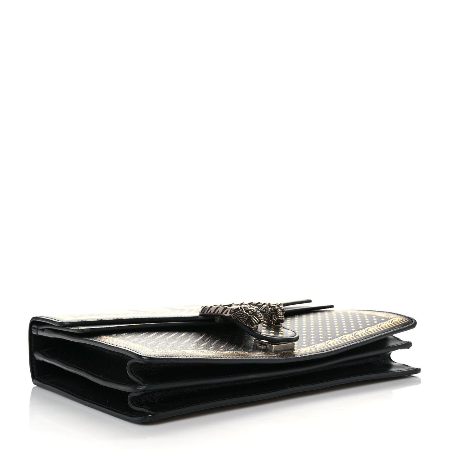 X SEGA Calfskin GUCCY Stars Medium Dionysus Shoulder Bag Black Gold