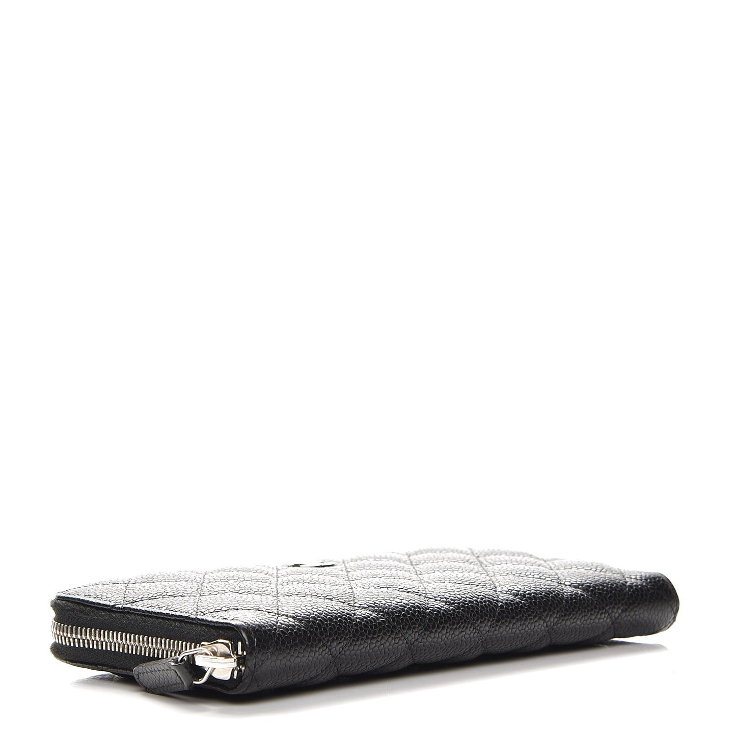 Caviar Quilted Large Gusset Zip Around Wallet Black