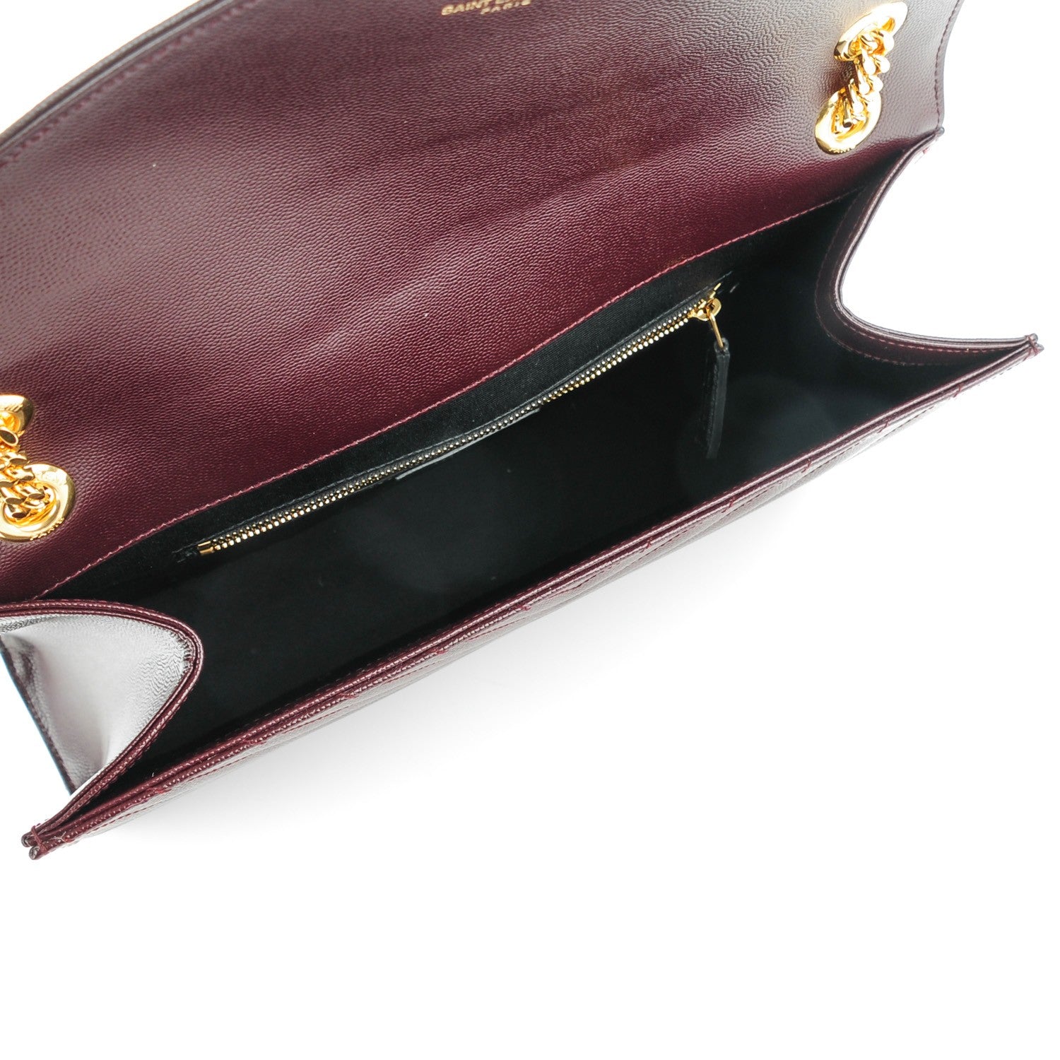 Saint Laurent Grain De Poudre Matelasse Chevron Large Monogram Satchel Burgundy 5 of 7
