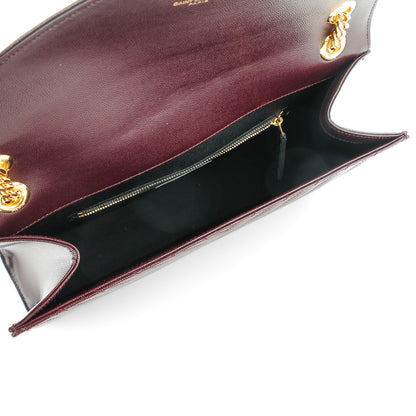Saint Laurent Grain De Poudre Matelasse Chevron Large Monogram Satchel Burgundy 5 of 7