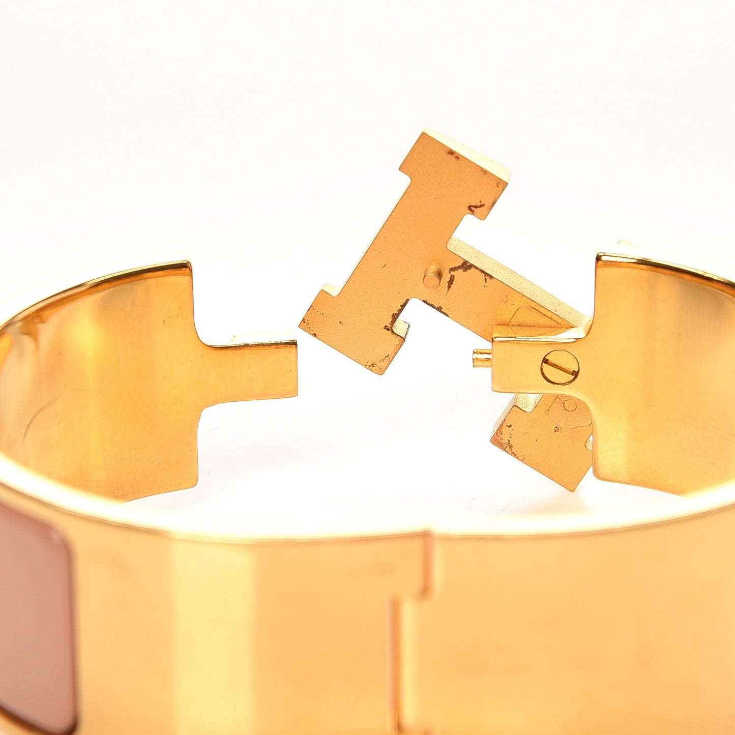 Enamel Wide Clic Clac H Bracelet PM Rose Poudre