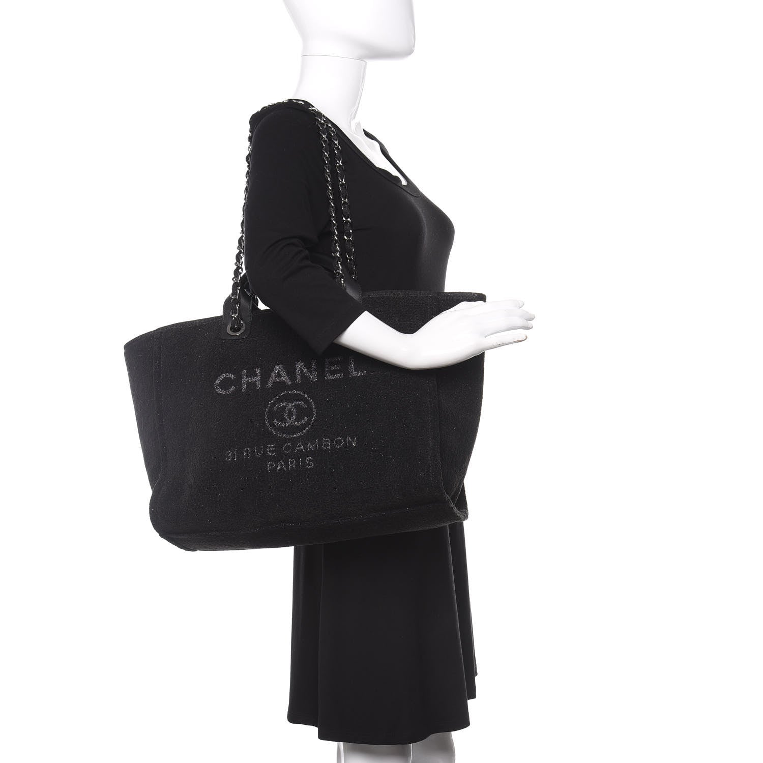 Chanel Lurex Boucle Medium Deauville Tote Black 2 of 9
