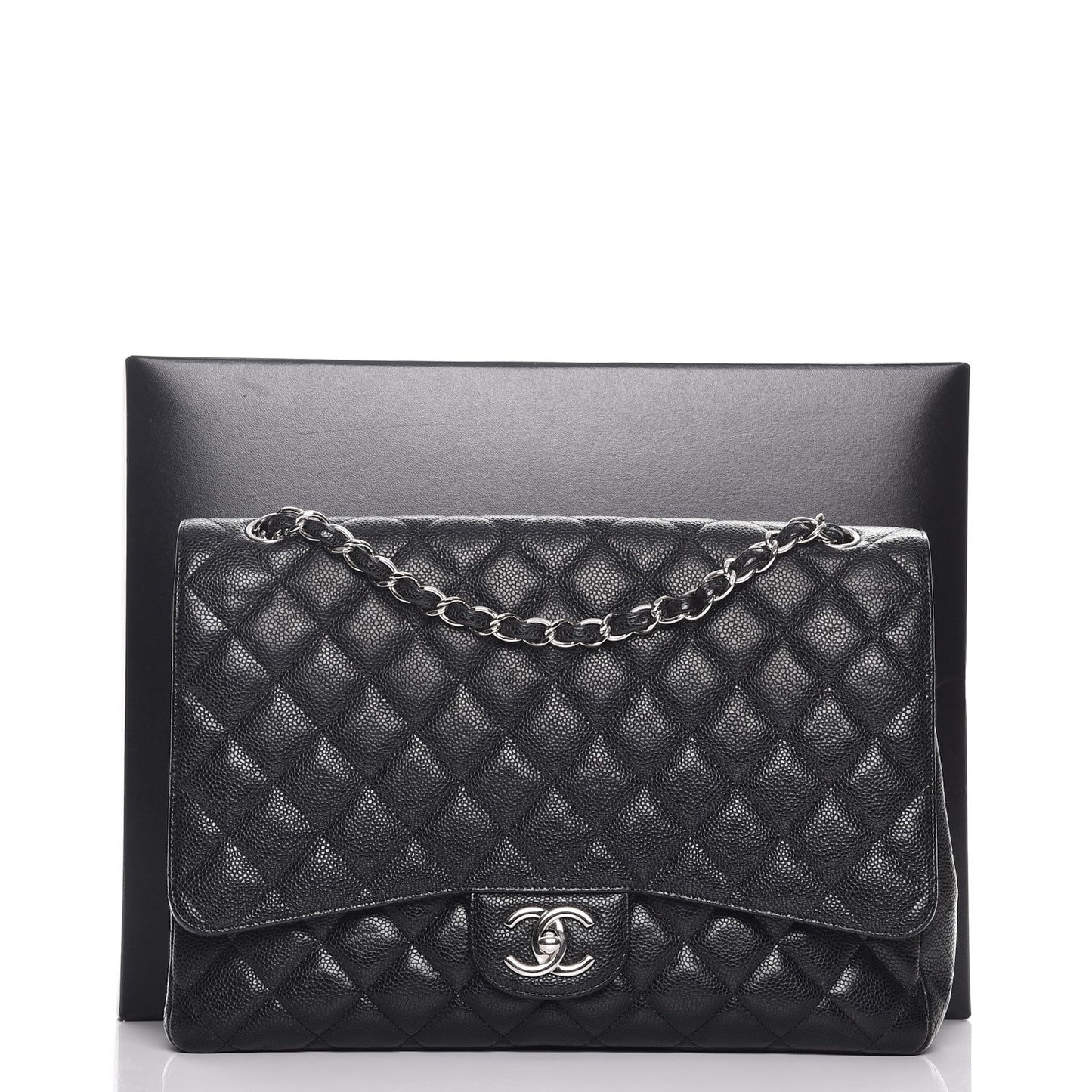 Caviar Quilted Maxi Double Flap Black