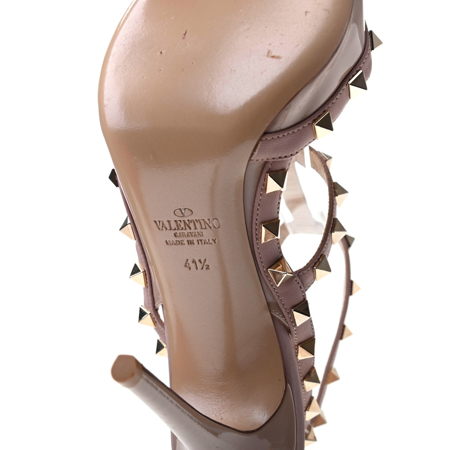 Patent Rockstud Ankle Strap Pumps 41.5 Poudre