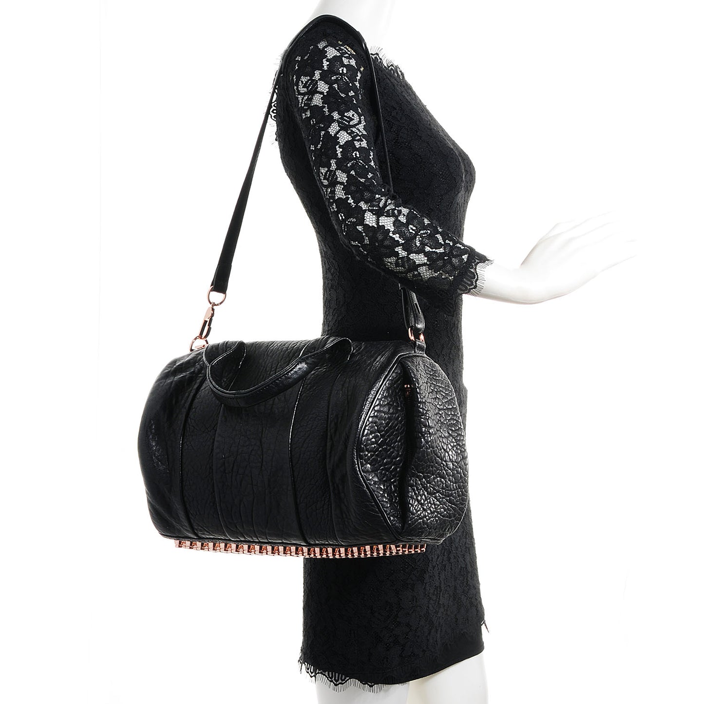 Pebbled Lambskin Rocco Black with Rose Gold Hardware