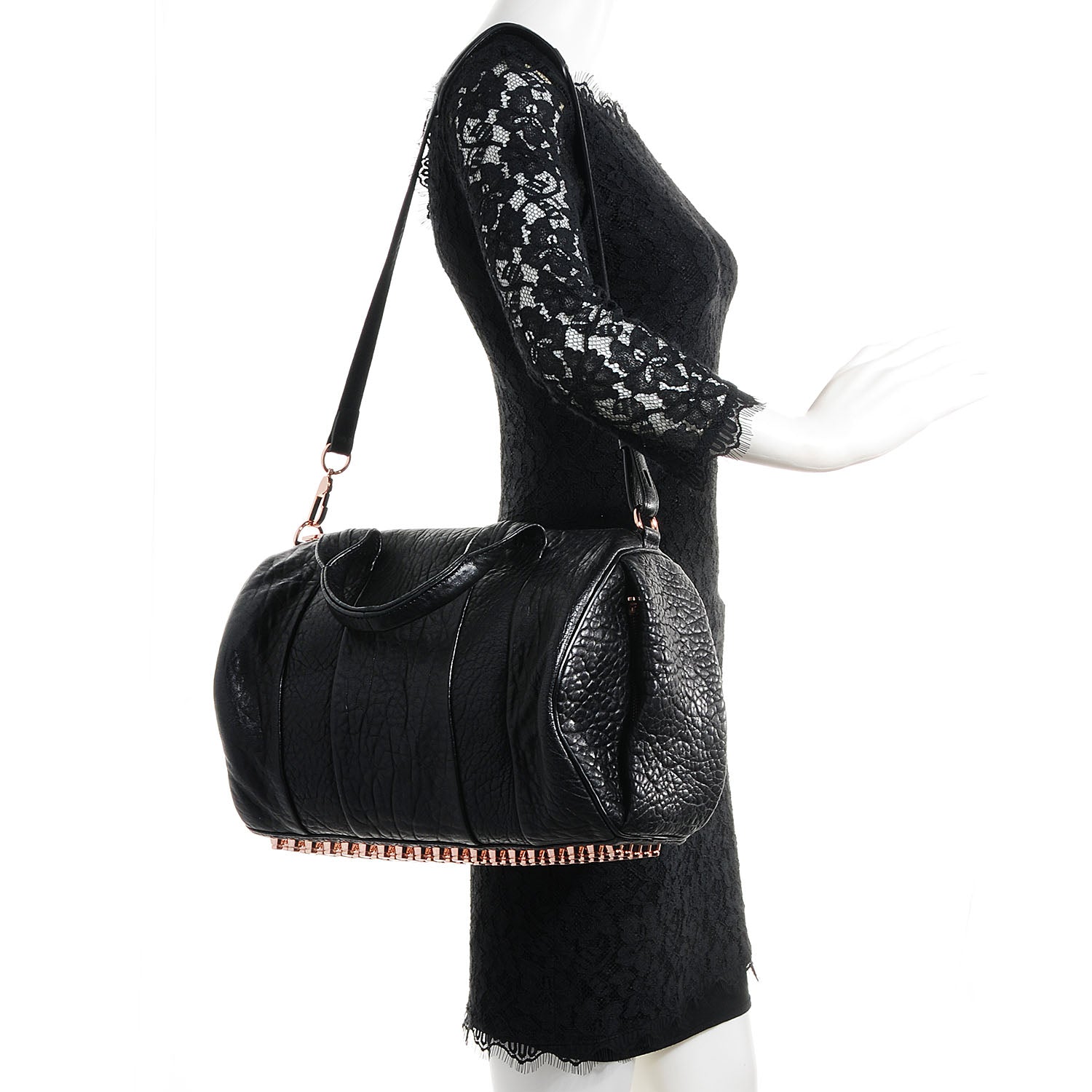 Alexander Wang Pebbled Lambskin Rocco Black with Rose Gold Hardware 2 of 7