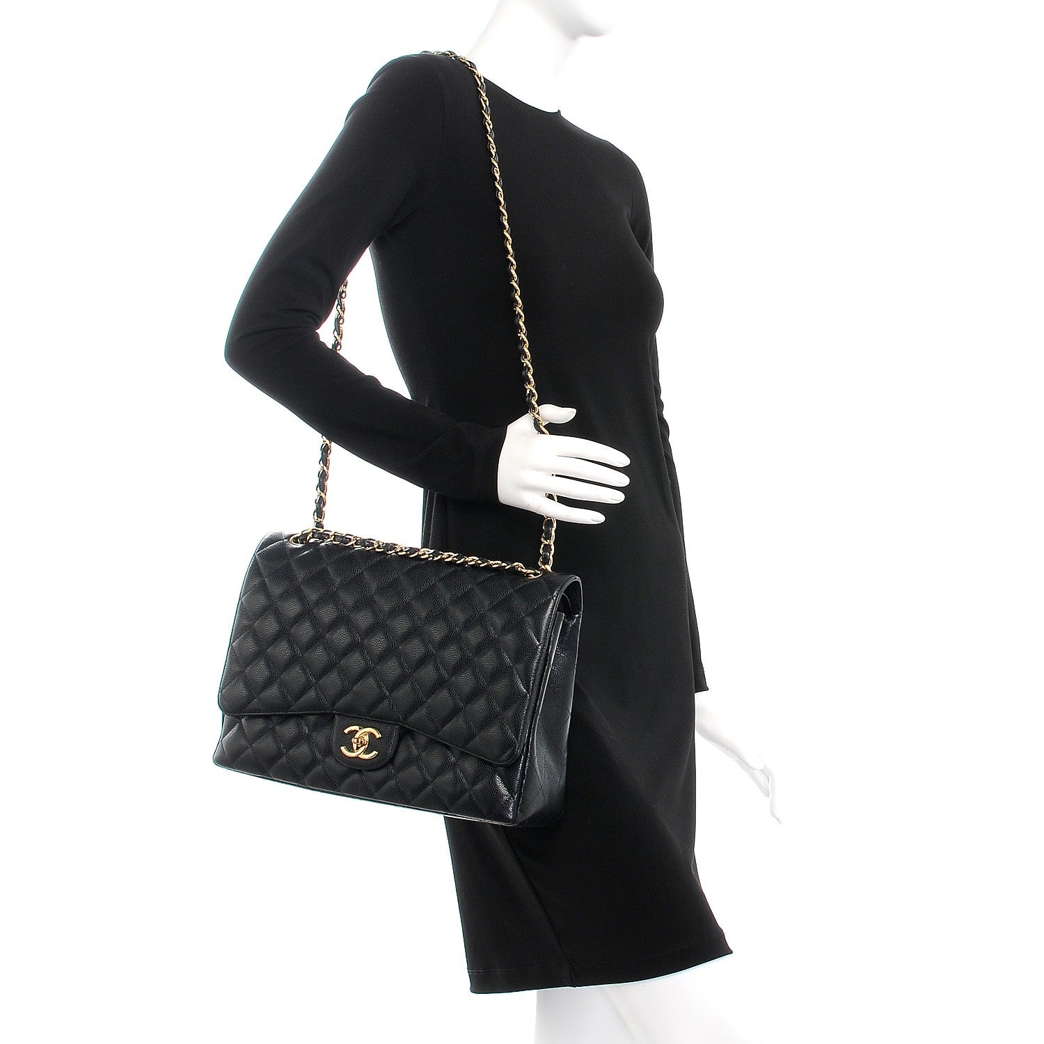 Chanel Caviar Quilted Maxi Double Flap Black 3 of 10