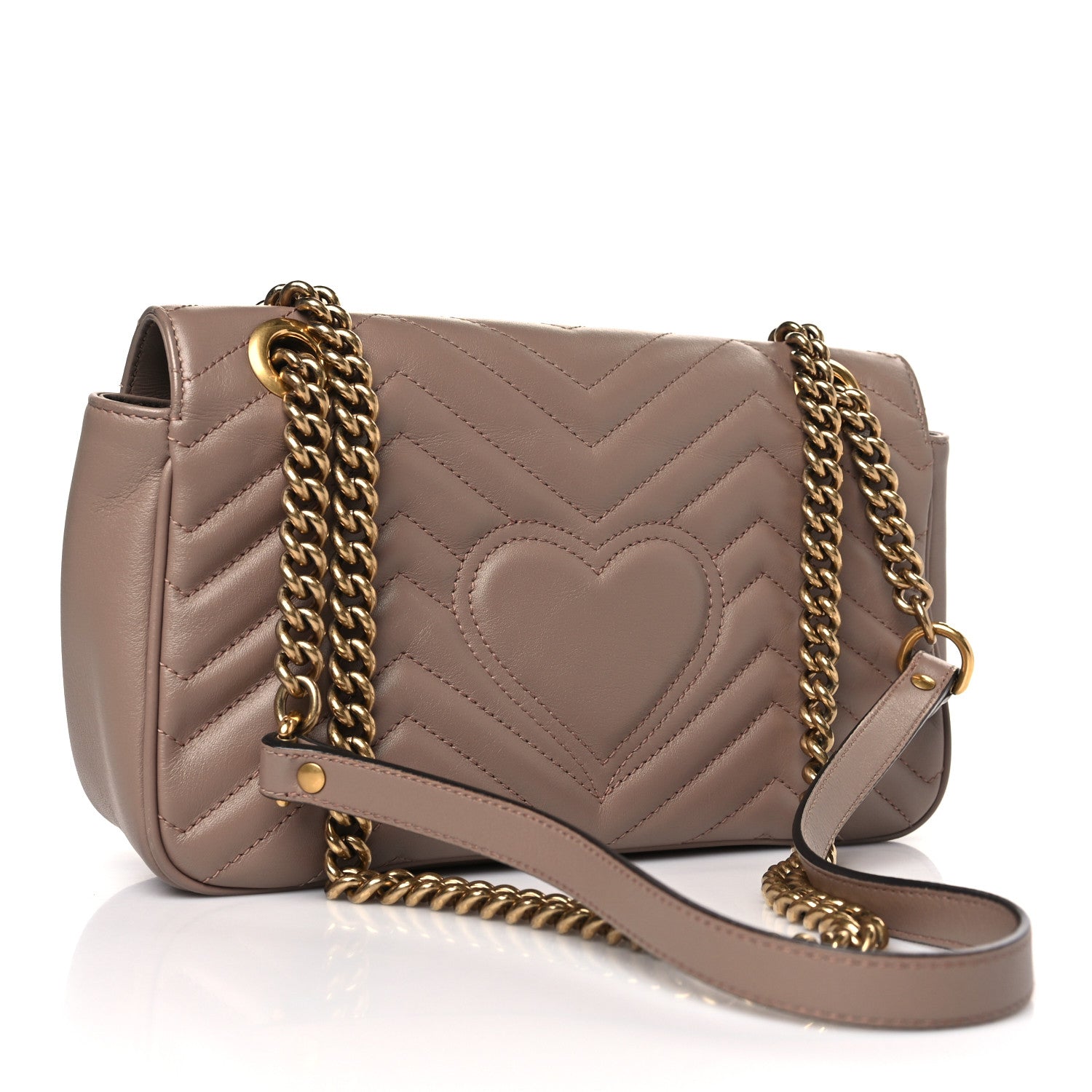 Gucci Calfskin Matelasse Small GG Marmont Shoulder Bag Porcelain Rose 3 of 9
