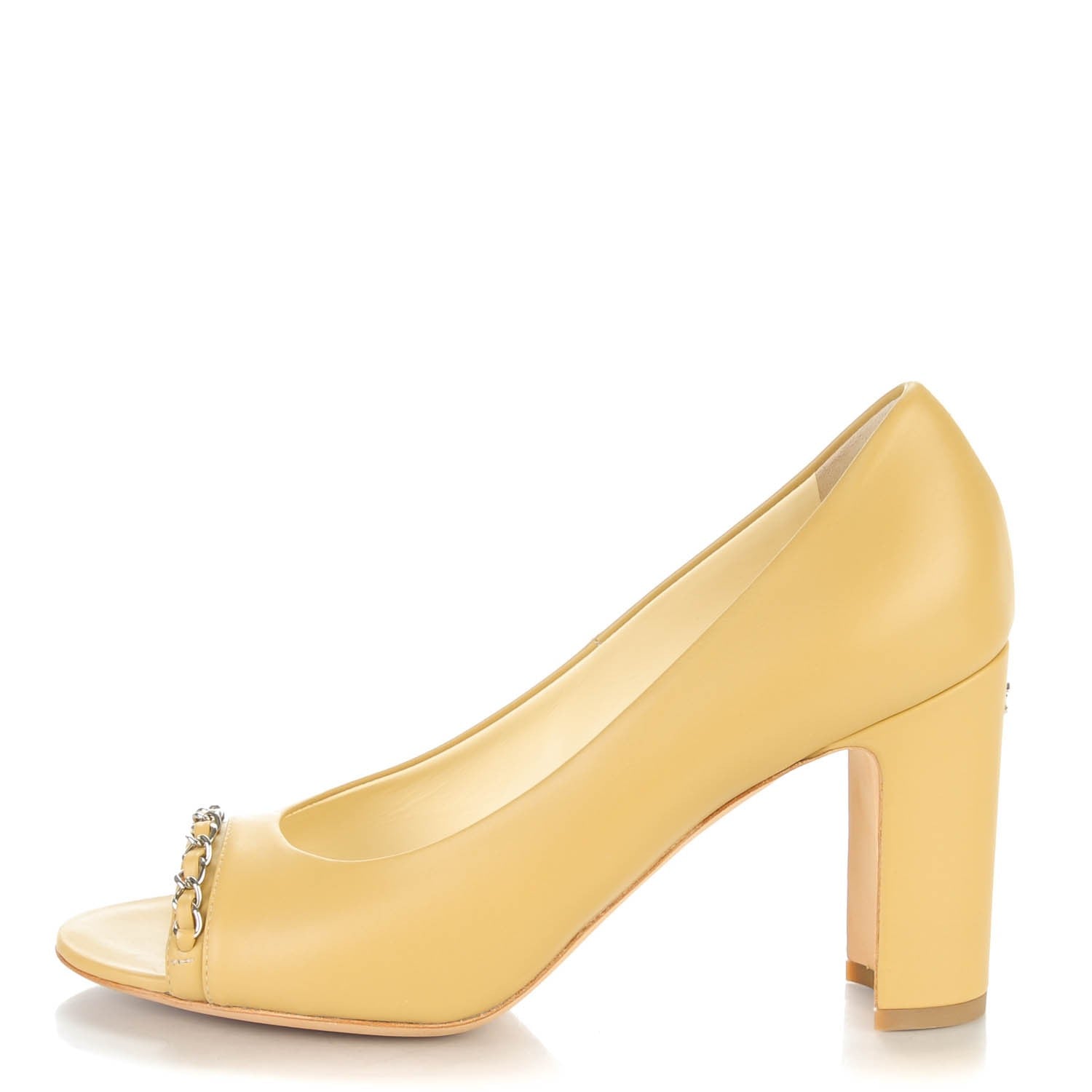 Chanel Calfskin Chain Peep Toe CC Pumps 39 Beige 1 of 9