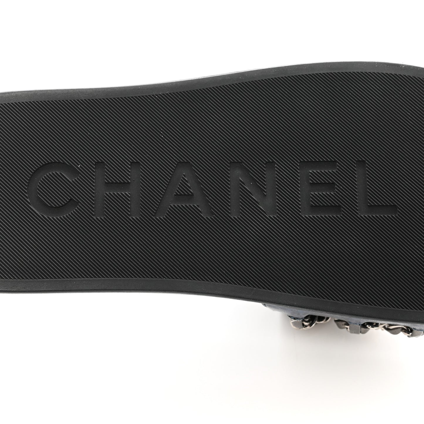 Fantasy Lambskin Chain Flat Sandals 36 Blue