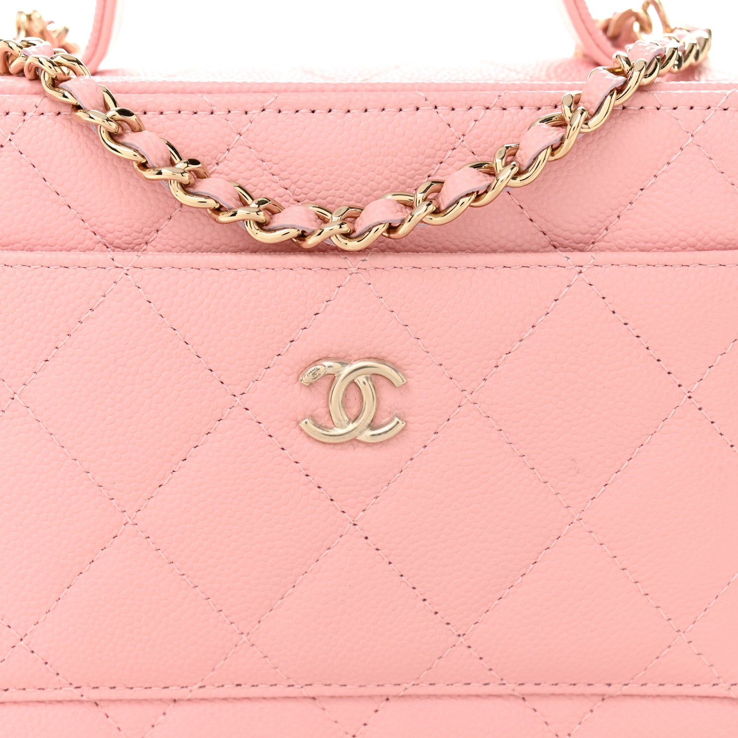Chanel Caviar Quilted Top Handle Vanity With Chain Light Pink 8 of 10