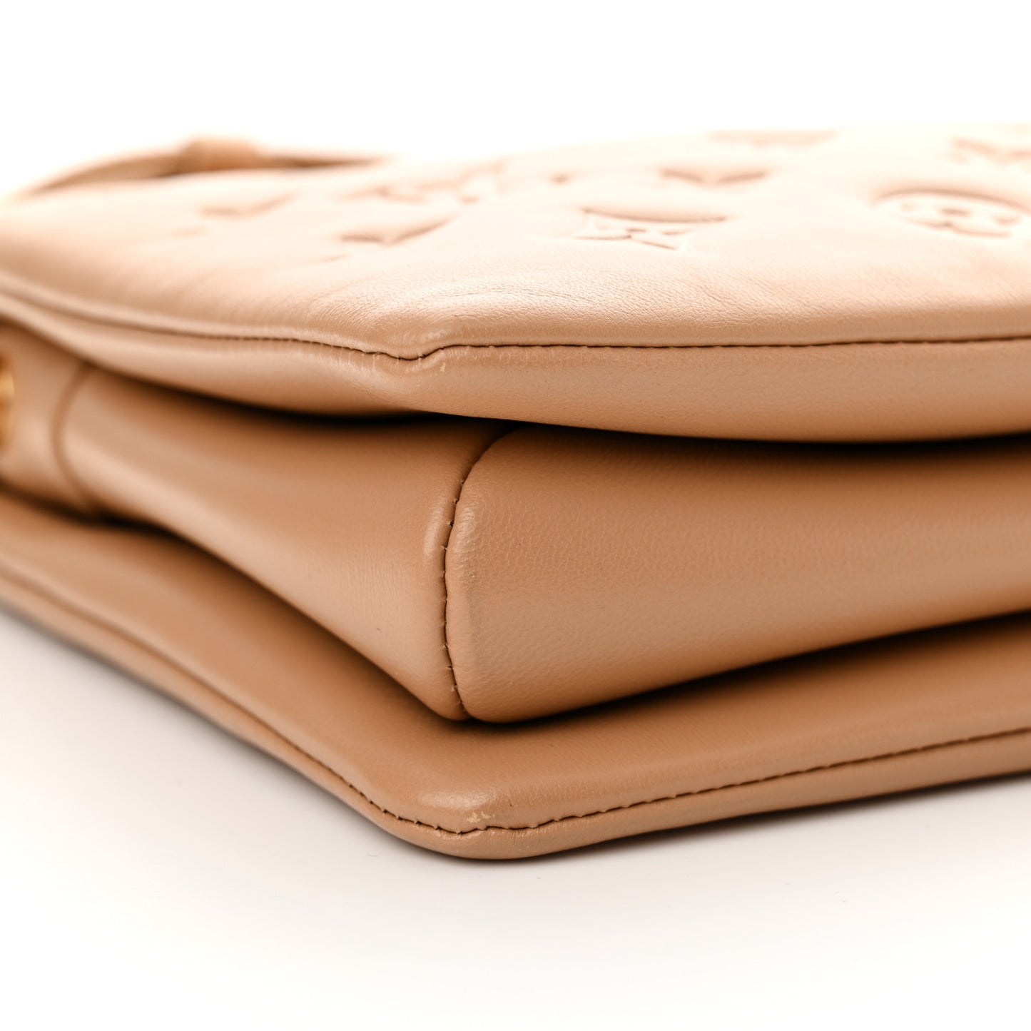 Lambskin Embossed Monogram Coussin PM Camel