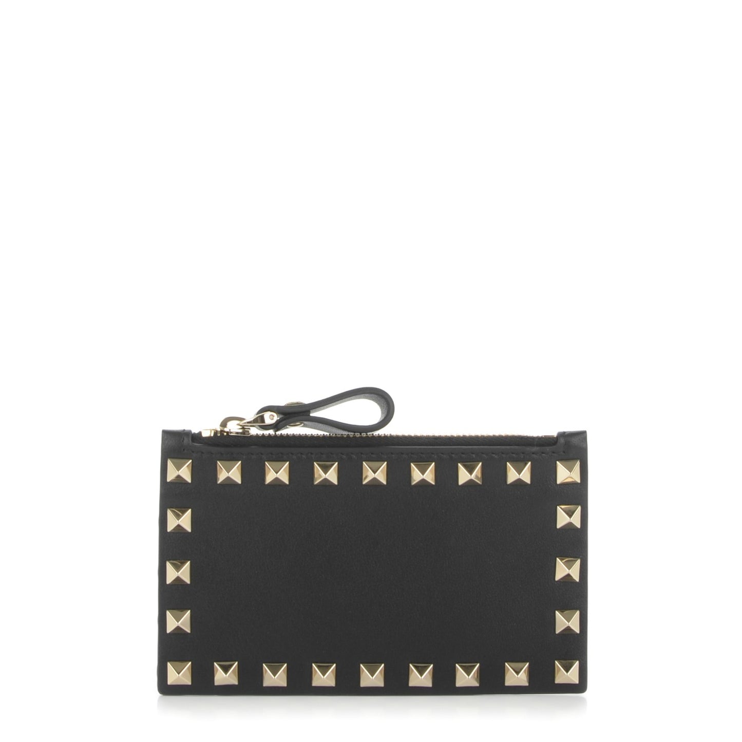 Vitello Rockstud Coin Case Card Holder Black